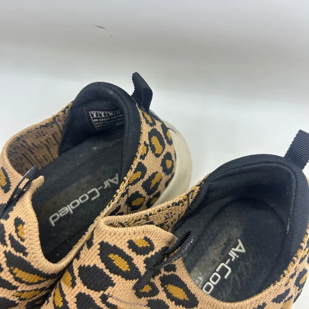 Skechers Ultra Flex Wildly Leopard Print Slip On Sneakers Tan Black 8